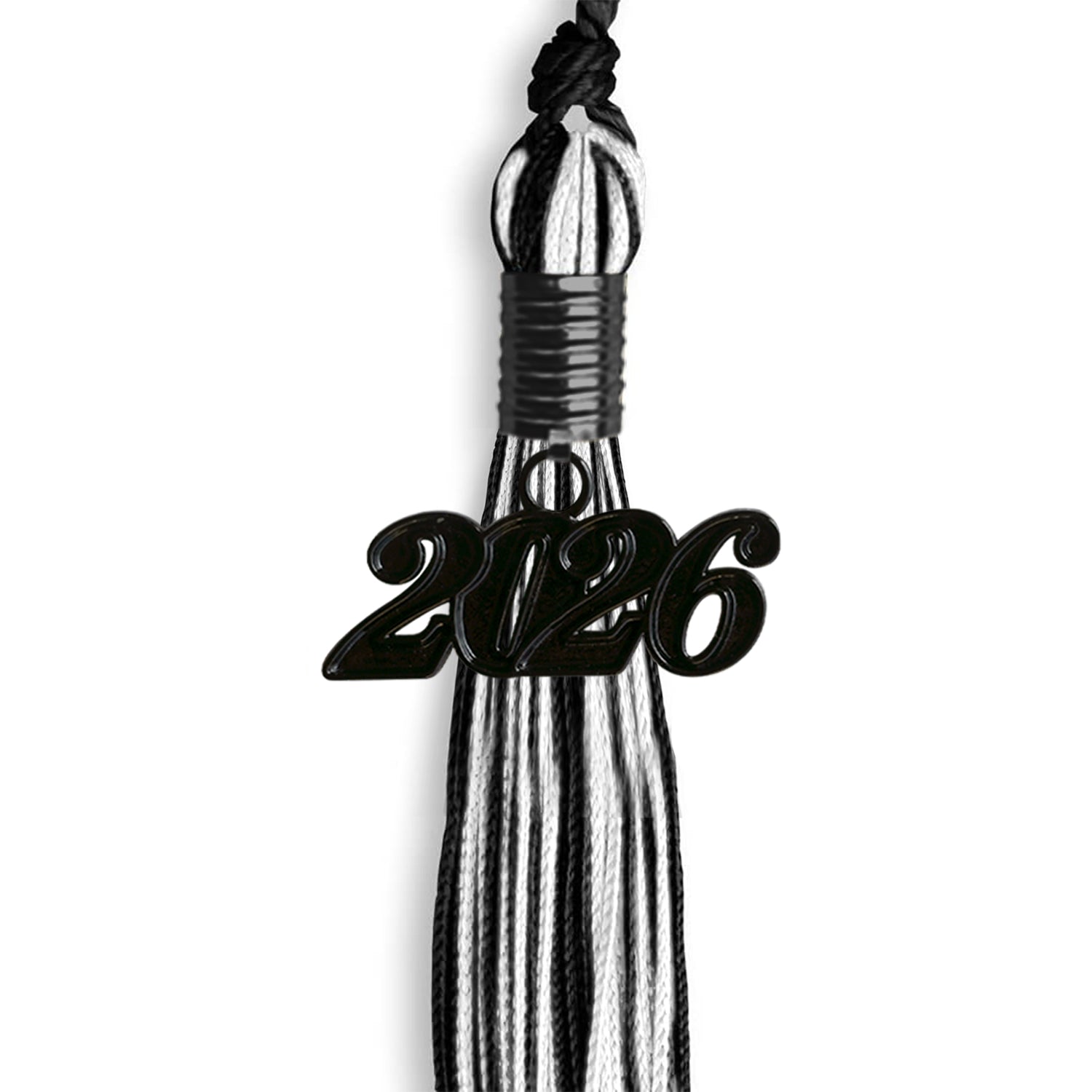 Black/White Mixed Color Graduation Tassel With Black Date Drop - Endea Graduation