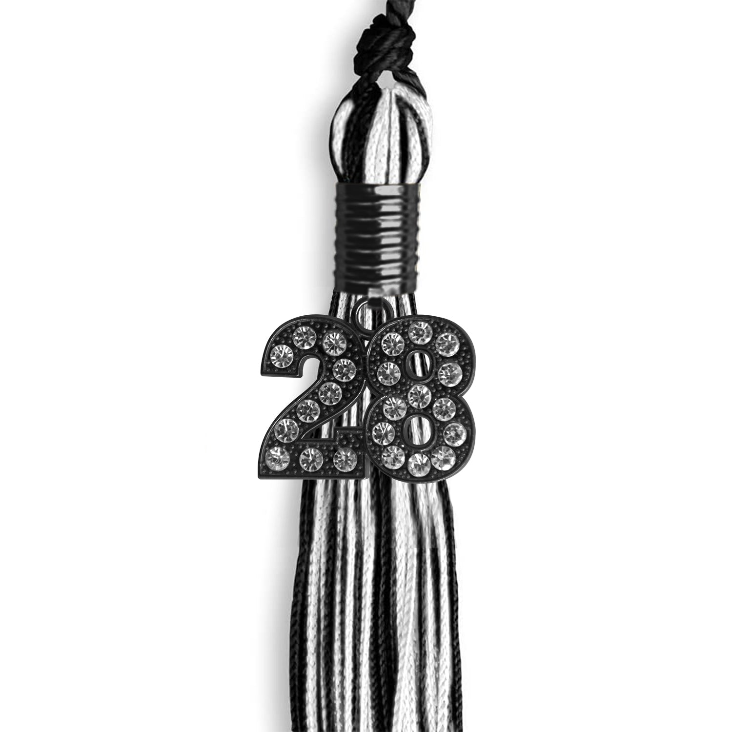 Black/White Mixed Color Graduation Tassel With Black Date Drop - Endea Graduation