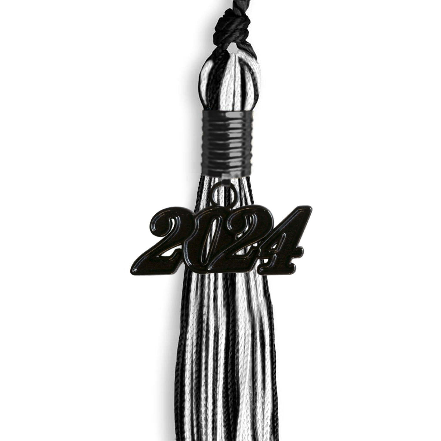 Black/White Mixed Color Graduation Tassel With Black Date Drop - Endea Graduation