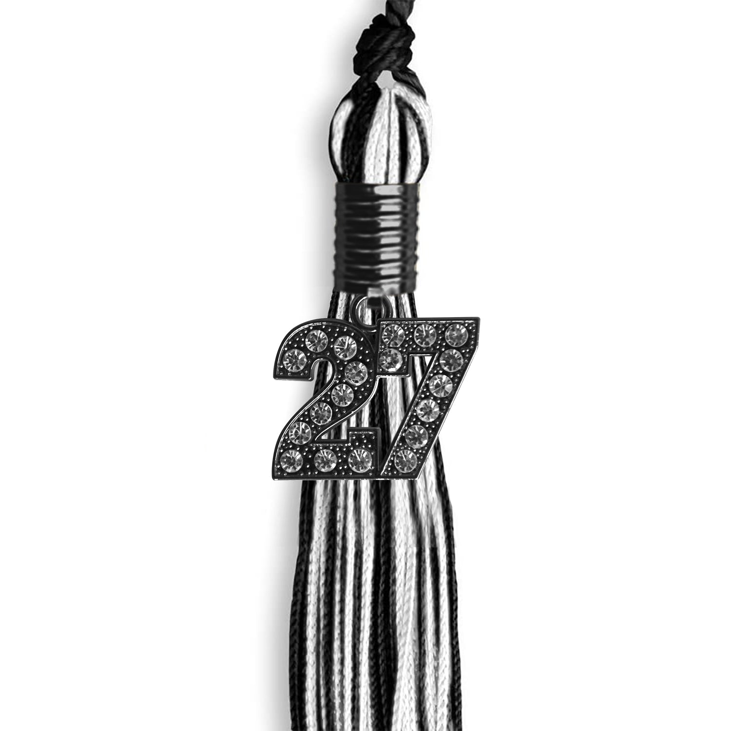 Black/White Mixed Color Graduation Tassel With Black Date Drop - Endea Graduation