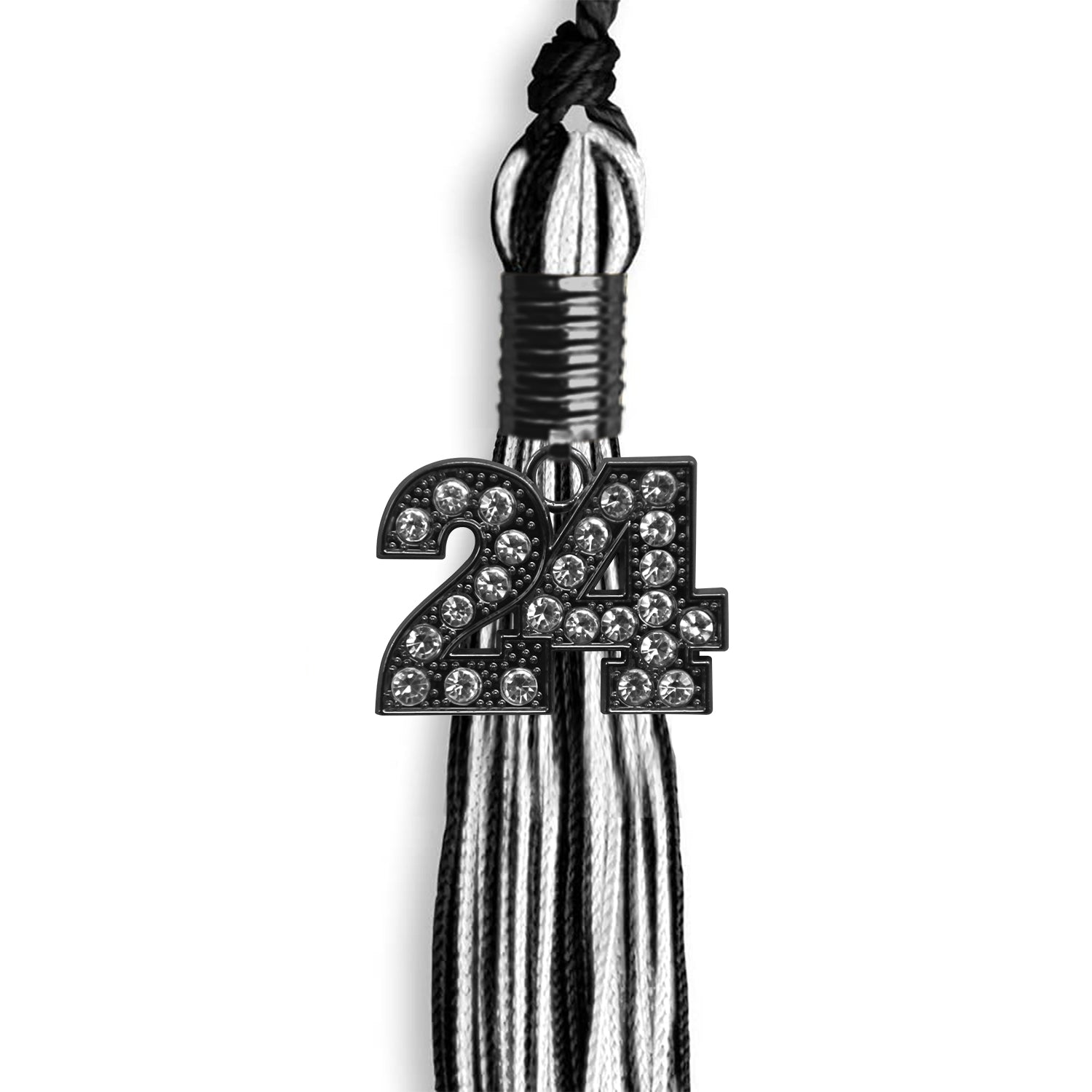 Black/White Mixed Color Graduation Tassel With Black Date Drop - Endea Graduation