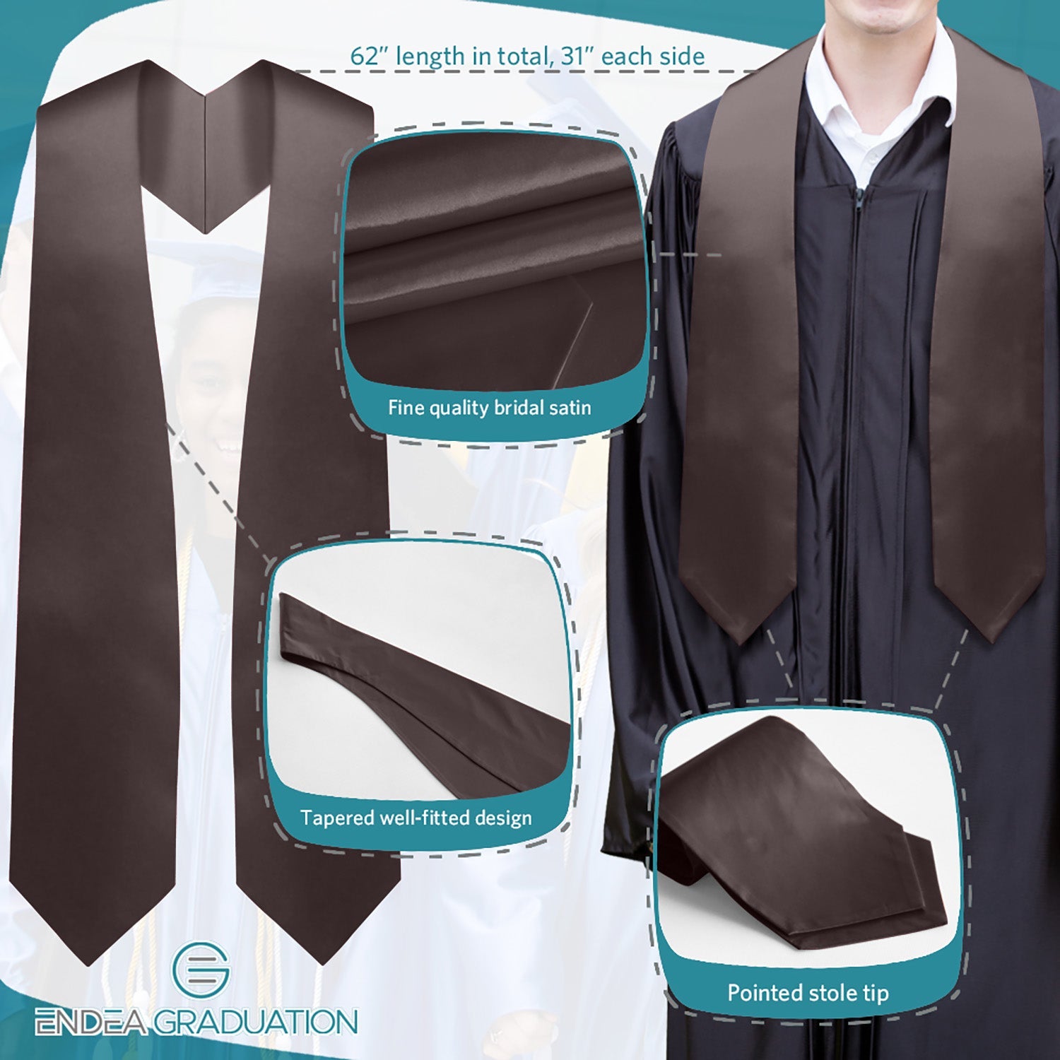 Brown Graduation Stole - Endea Graduation