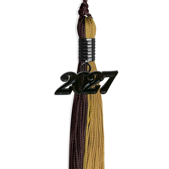 Brown/Antique Gold Graduation Tassel With Black Date Drop - Endea Graduation