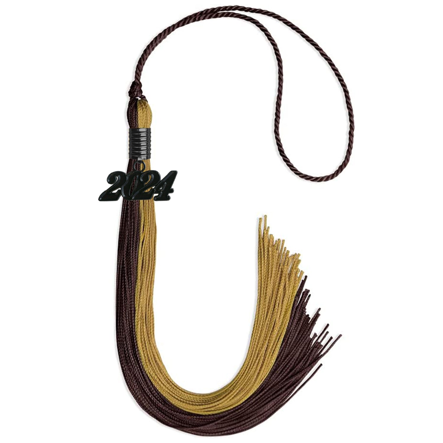 Brown/Antique Gold Graduation Tassel With Black Date Drop - Endea Graduation