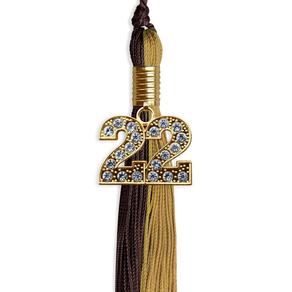Brown/Antique Gold Graduation Tassel With Gold Date Drop - Endea Graduation
