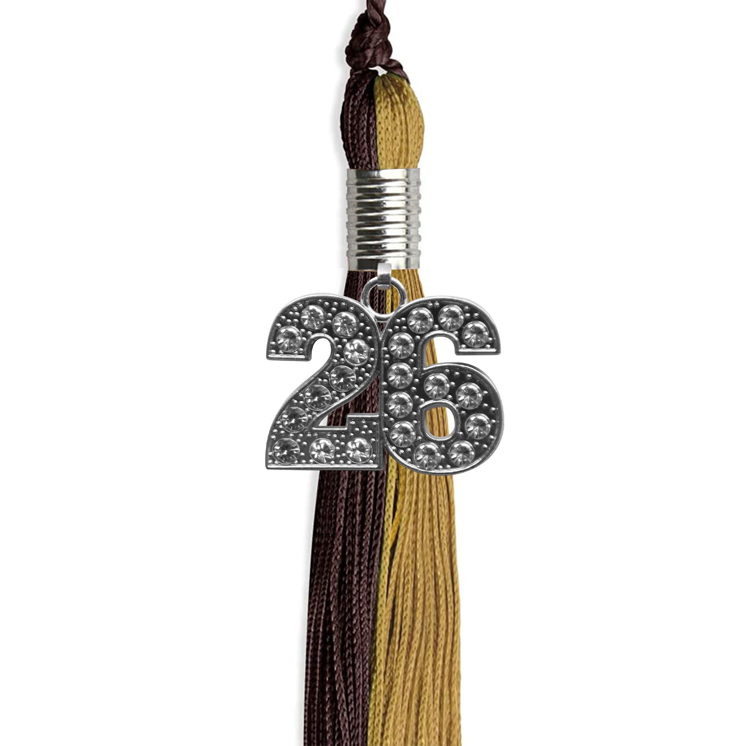 Brown/Antique Gold Graduation Tassel With Silver Date Drop - Endea Graduation