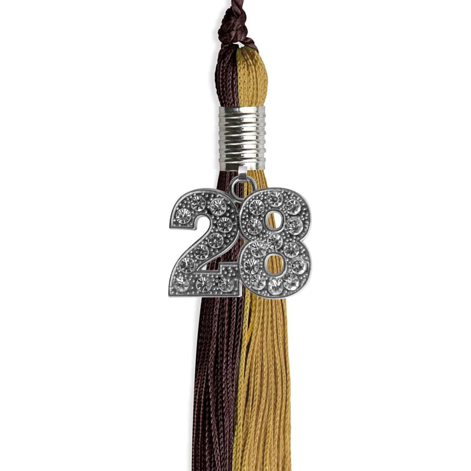 Brown/Antique Gold Graduation Tassel With Silver Date Drop - Endea Graduation