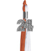 Burnt Orange/White Graduation Tassel With Silver Date Drop - Endea Graduation