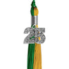 Green/Bright Gold Graduation Tassel With Silver Date Drop - Endea Graduation