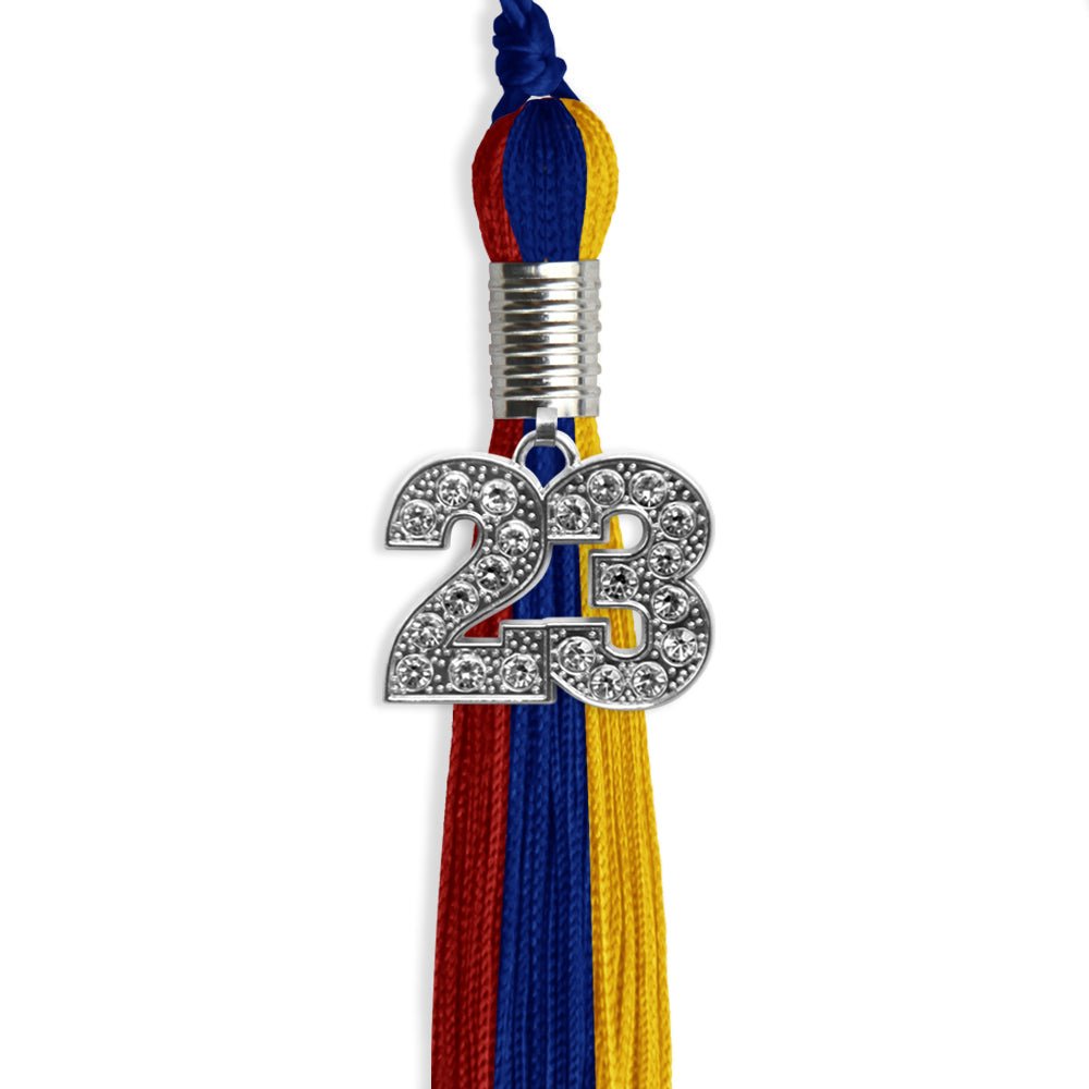 Royal Blue/Red/Gold Graduation Tassel With Silver Date Drop - Endea Graduation