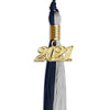 Dark Navy Blue/Grey Graduation Tassel With Gold Date Drop - Endea Graduation