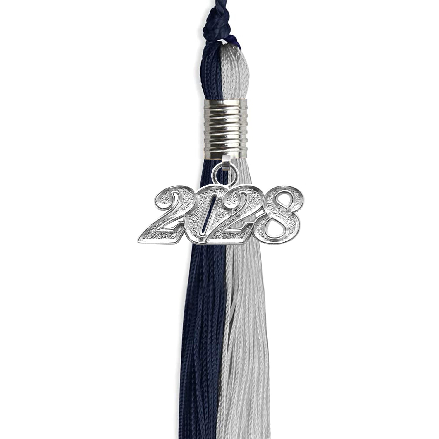 Dark Navy Blue/Grey Graduation Tassel With Silver Date Drop - Endea Graduation