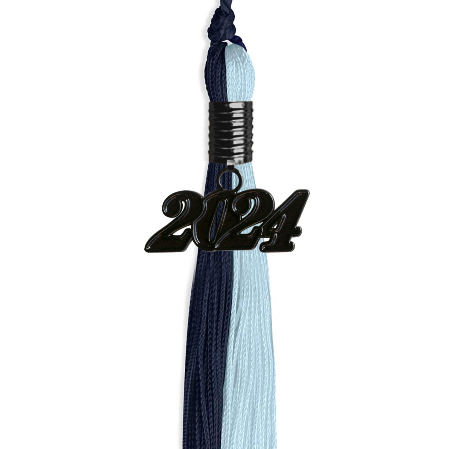 Dark Navy Blue/Light Blue Graduation Tassel With Black Date Drop - Endea Graduation