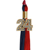 Dark Navy Blue/Red Graduation Tassel With Gold Date Drop - Endea Graduation
