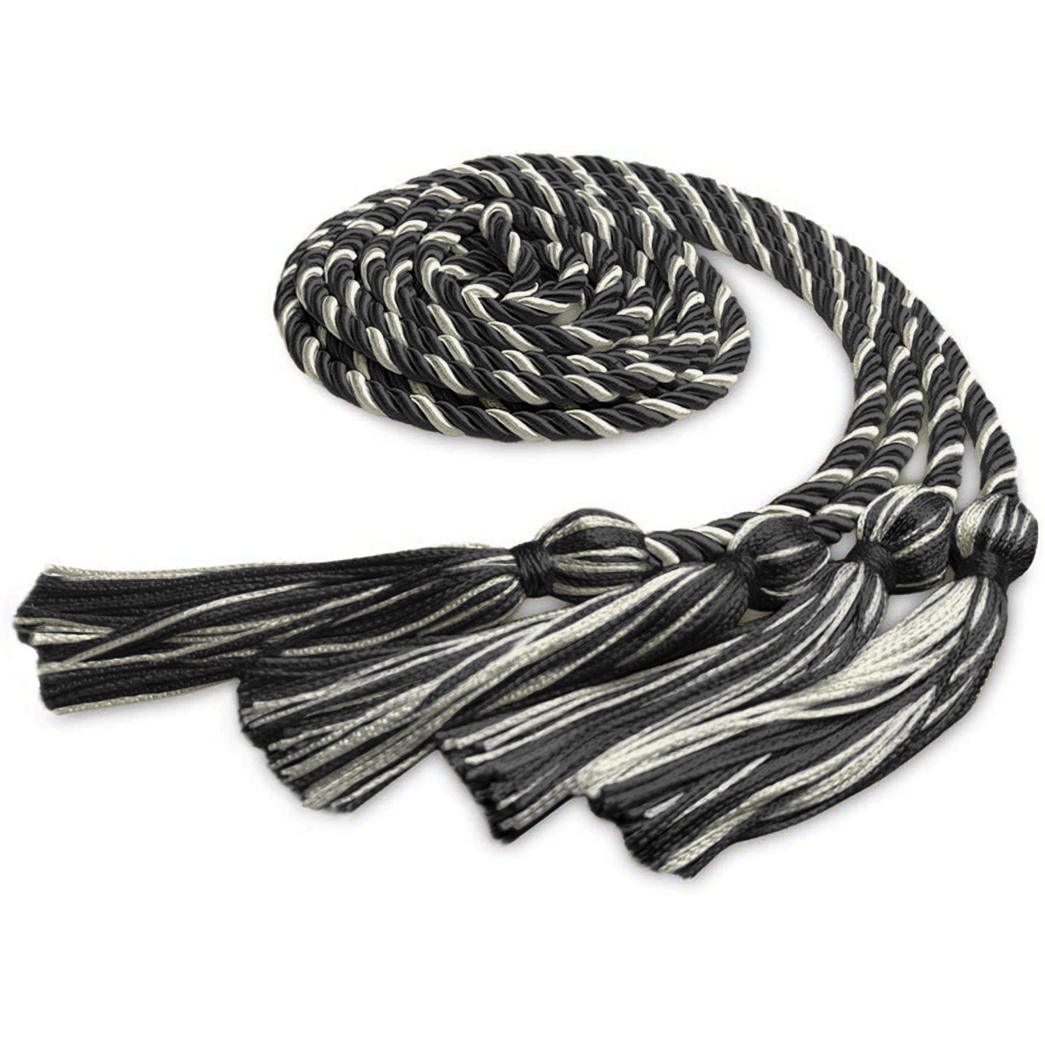 Double Graduation Honor Cord Black/Silver - Endea Graduation