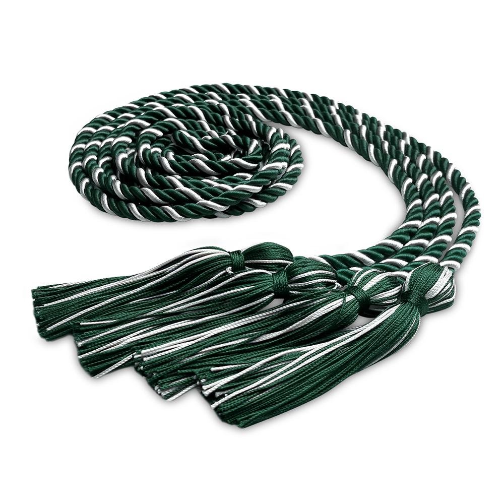 Double Graduation Honor Cord Forest Green/White - Endea Graduation