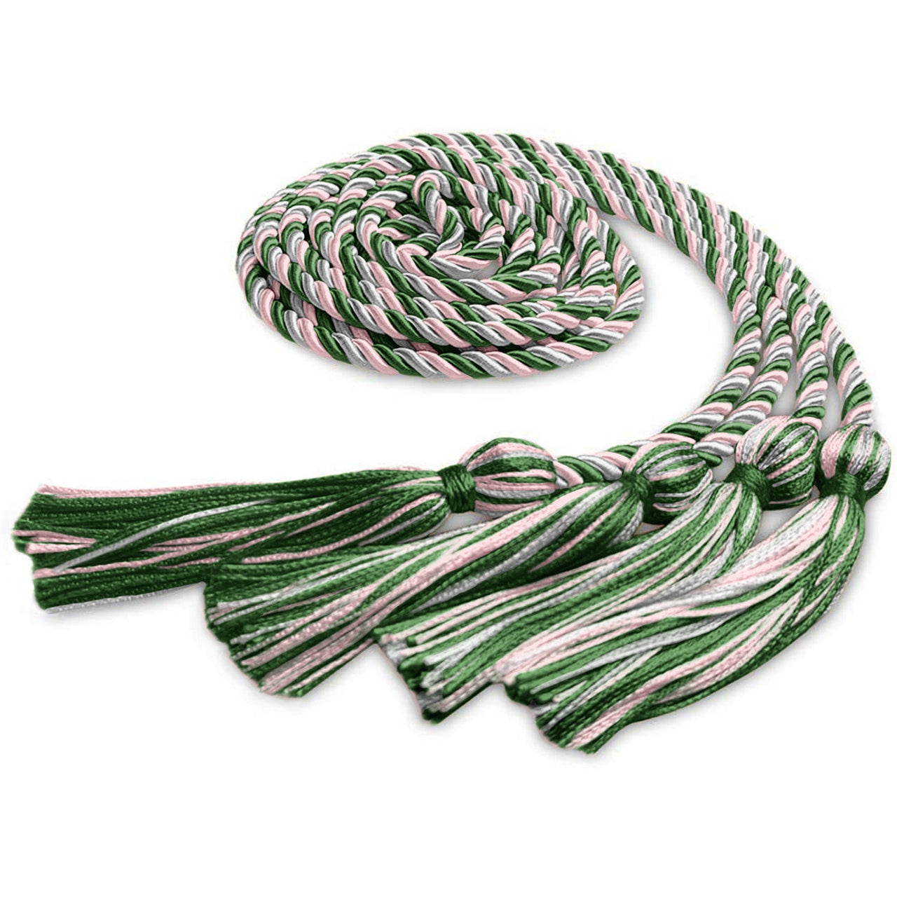 Double Graduation Honor Cord Kelly Green/Pink/White - Endea Graduation