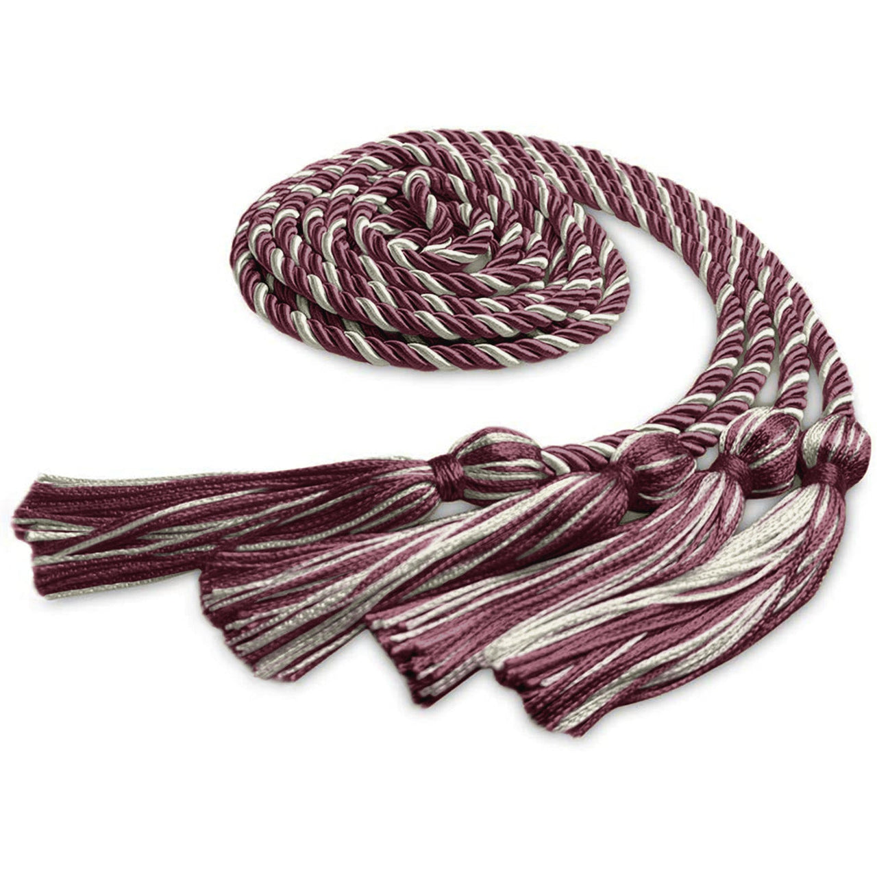 Double Graduation Honor Cord Maroon/Silver - Endea Graduation