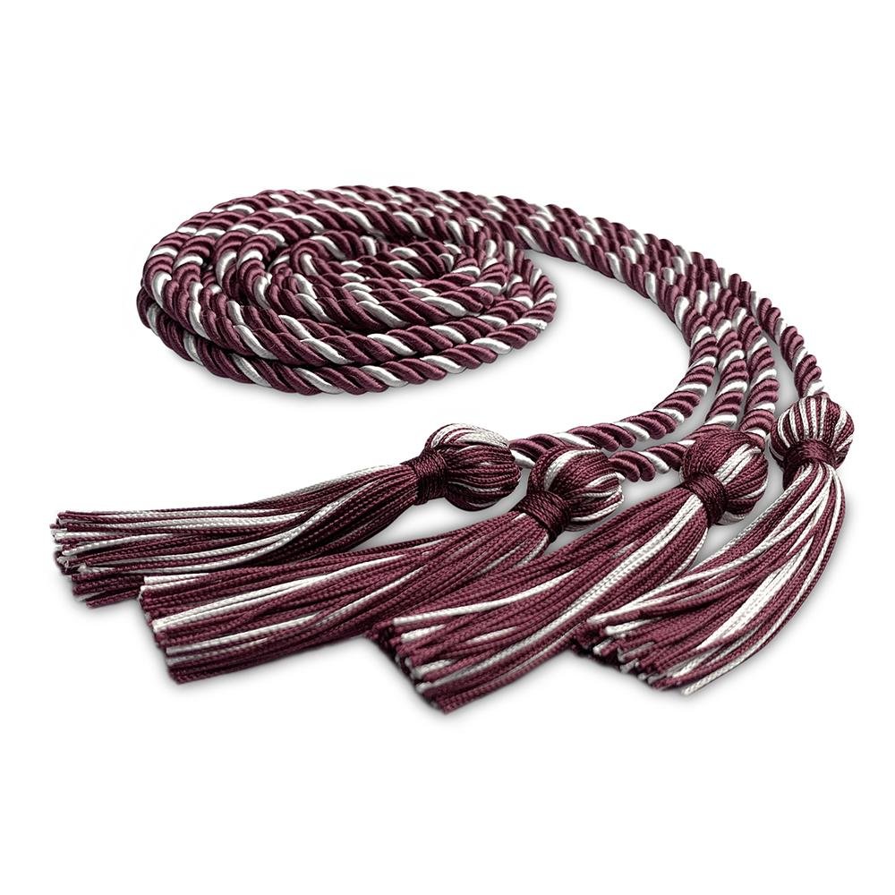 Double Graduation Honor Cord Maroon/White - Endea Graduation