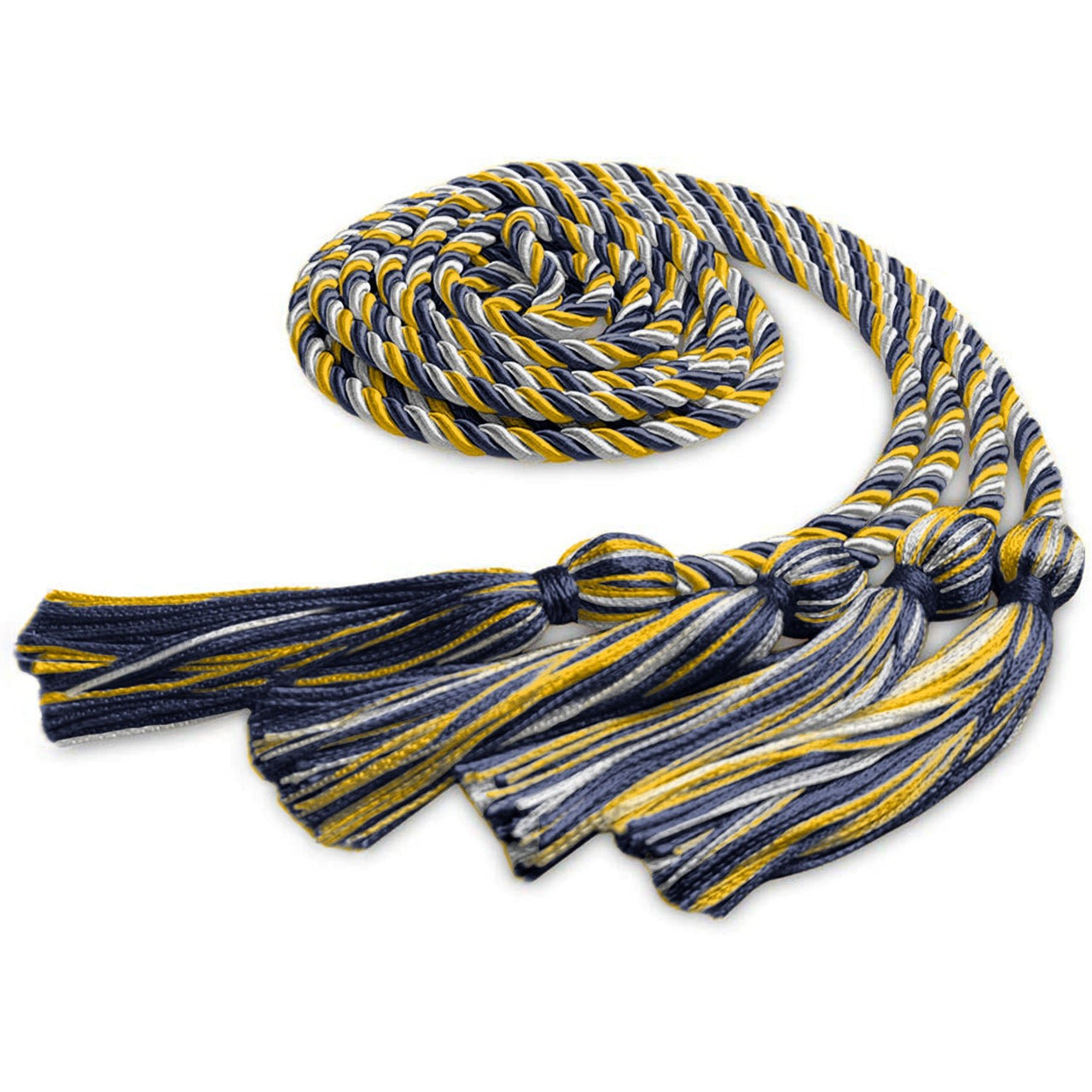 Double Graduation Honor Cord Navy Blue/Gold/White - Endea Graduation