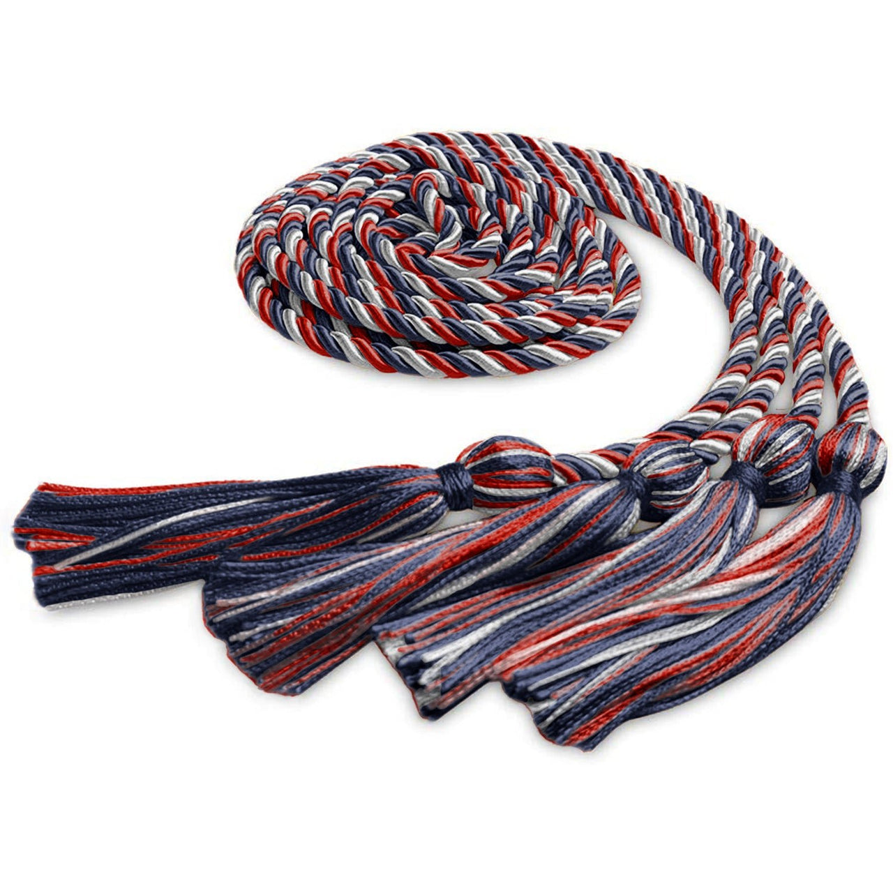 Double Graduation Honor Cord Navy Blue/Red/White - Endea Graduation