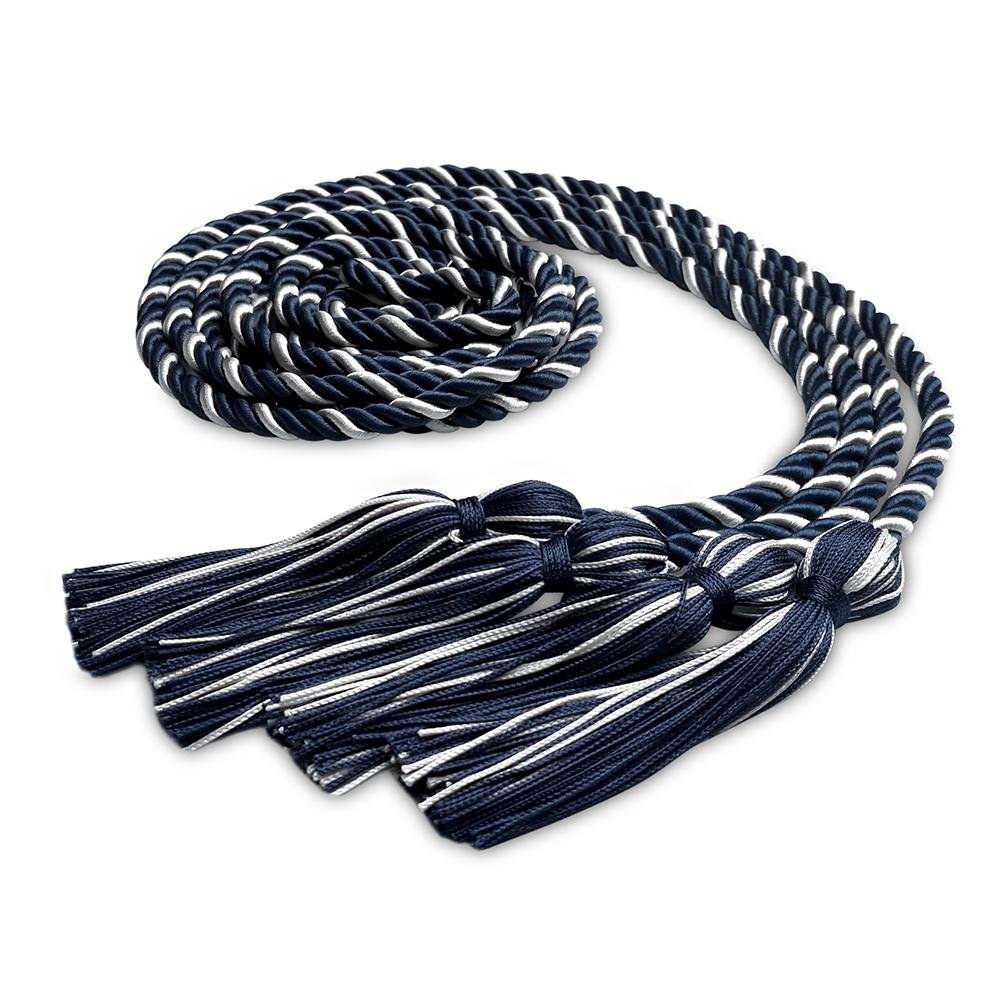 Double Graduation Honor Cord Navy Blue/White - Endea Graduation