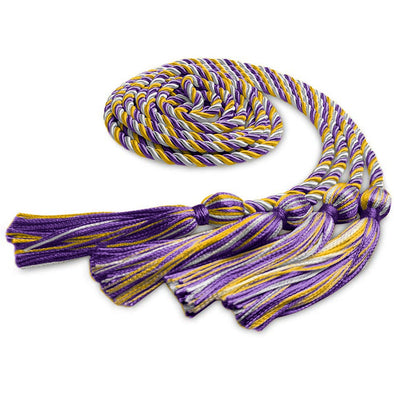 Double Graduation Honor Cord Purple/Gold/White - Endea Graduation