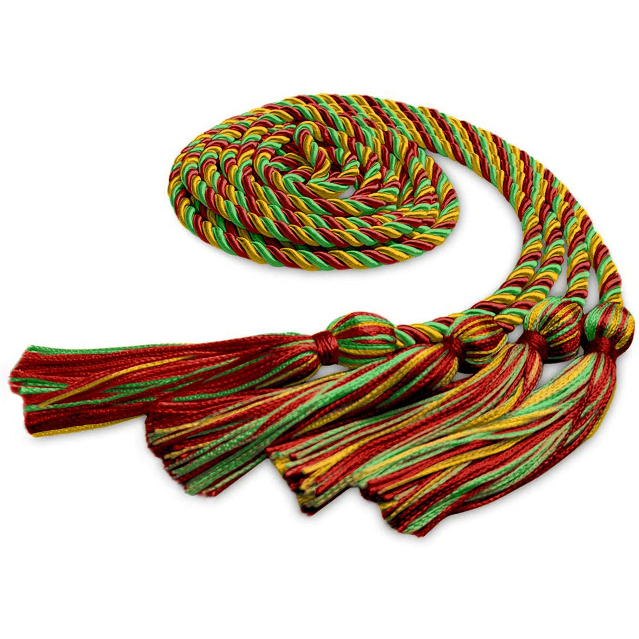 Double Graduation Honor Cord Red/Gold/Green - Endea Graduation