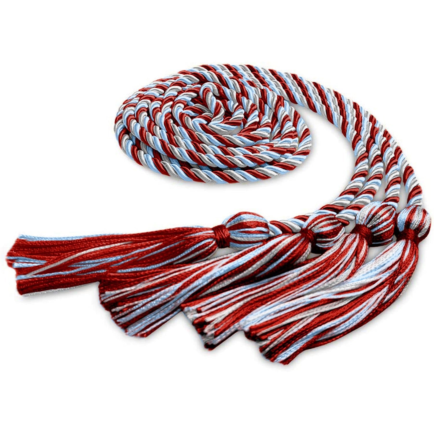 Double Graduation Honor Cord Red/Light Blue/White