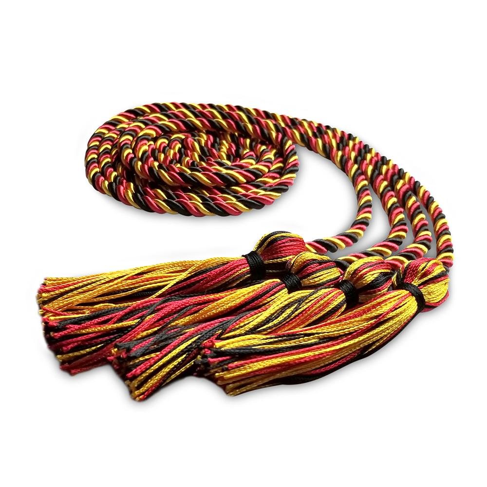 Double Graduation Honor Cord Royal Black/Red/Gold - Endea Graduation