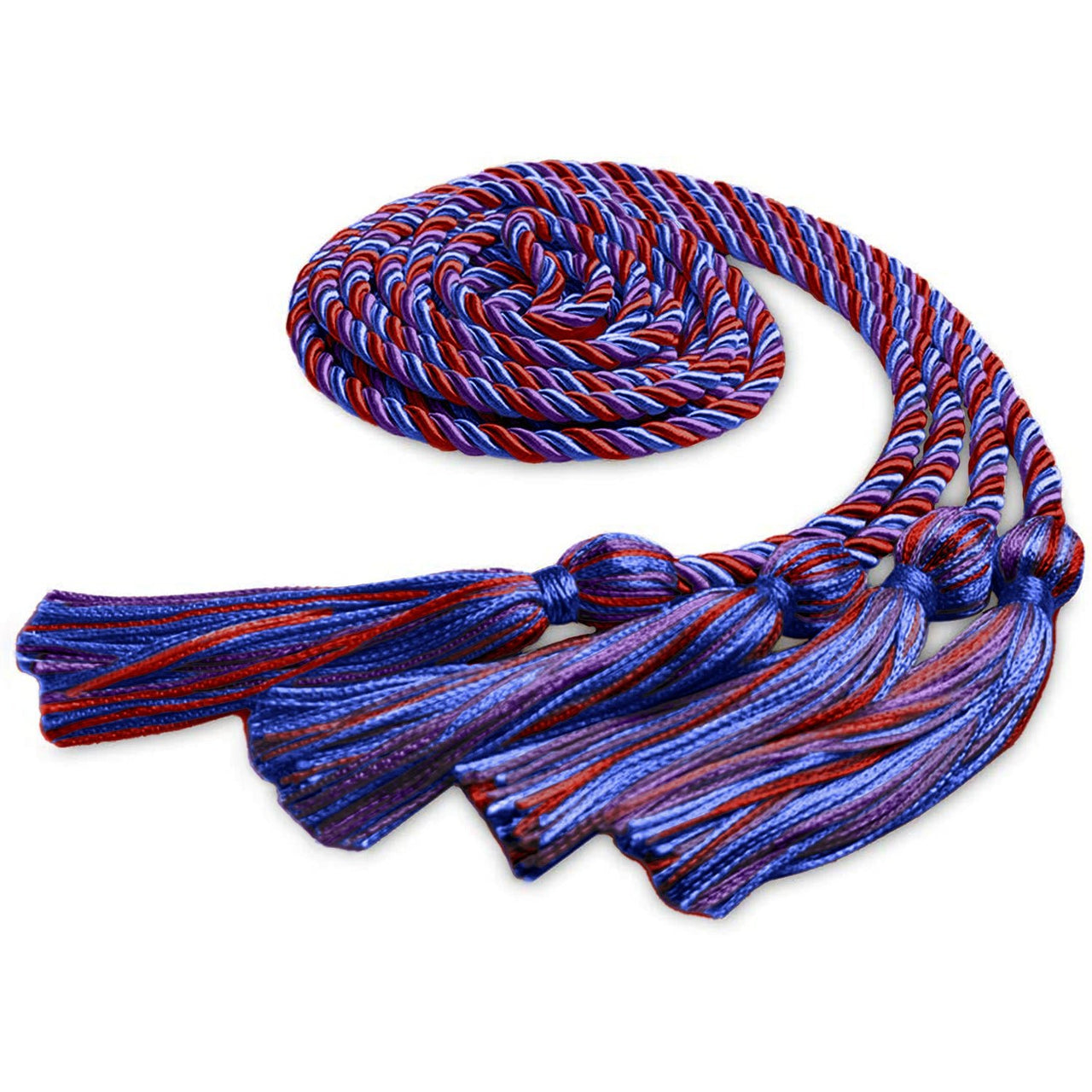 Double Graduation Honor Cord Royal Blue/Purple/Red - Endea Graduation