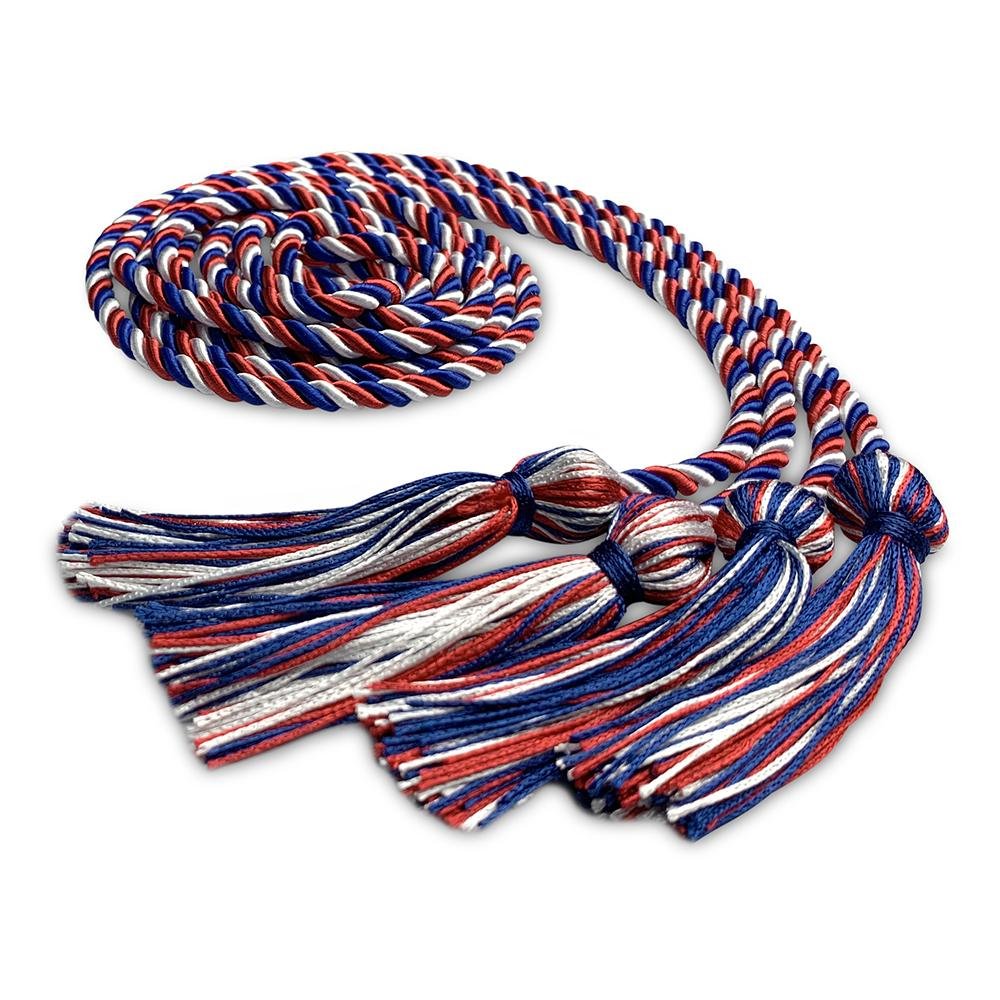 Double Graduation Honor Cord Royal Blue/Red/White - Endea Graduation