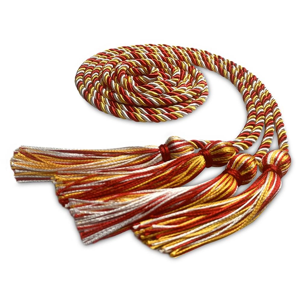 Double Graduation Honor Cord Royal Red/Gold/White - Endea Graduation