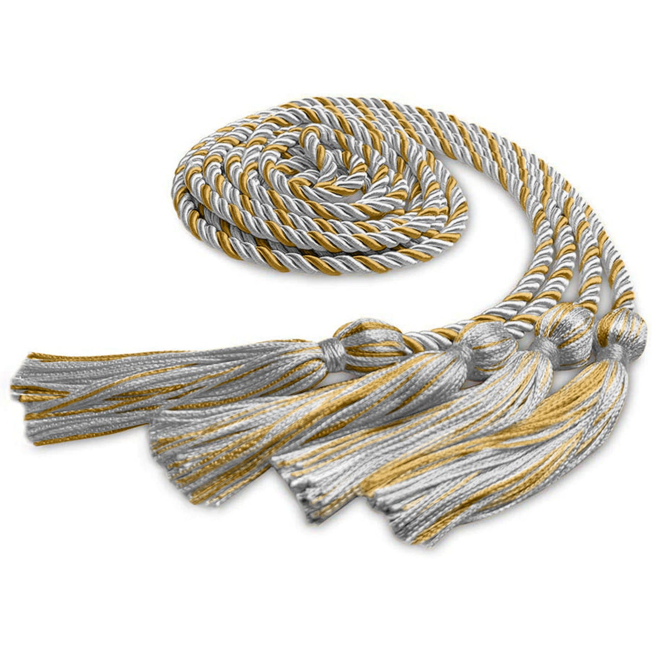 Double Graduation Honor Cord White/Antique Gold - Endea Graduation