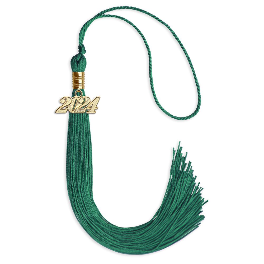 Emerald Green Graduation Tassel With Gold Date Drop - Endea Graduation