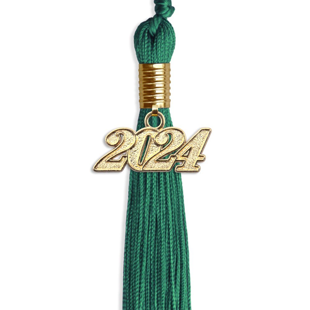 Emerald Green Graduation Tassel With Gold Date Drop - Endea Graduation