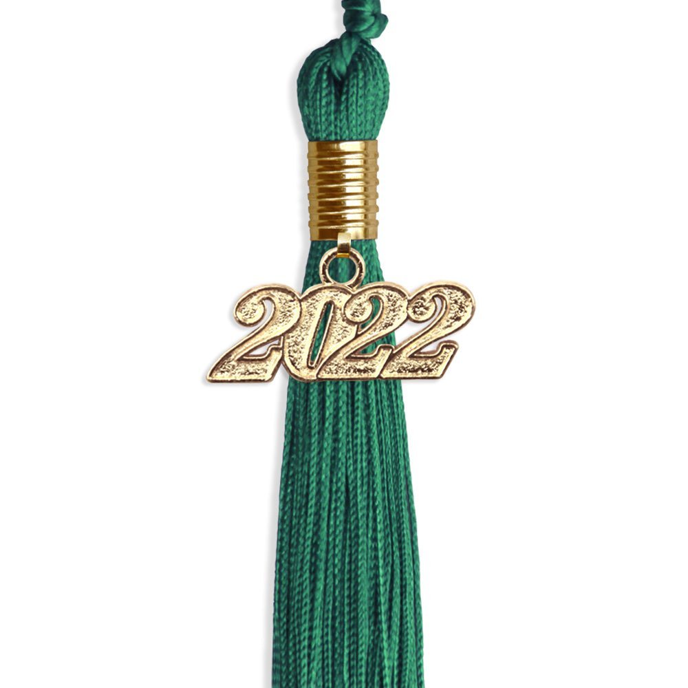 Emerald Green Graduation Tassel With Gold Date Drop - Endea Graduation