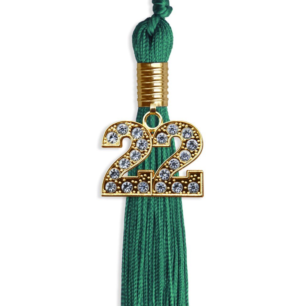 Emerald Green Graduation Tassel With Gold Date Drop - Endea Graduation