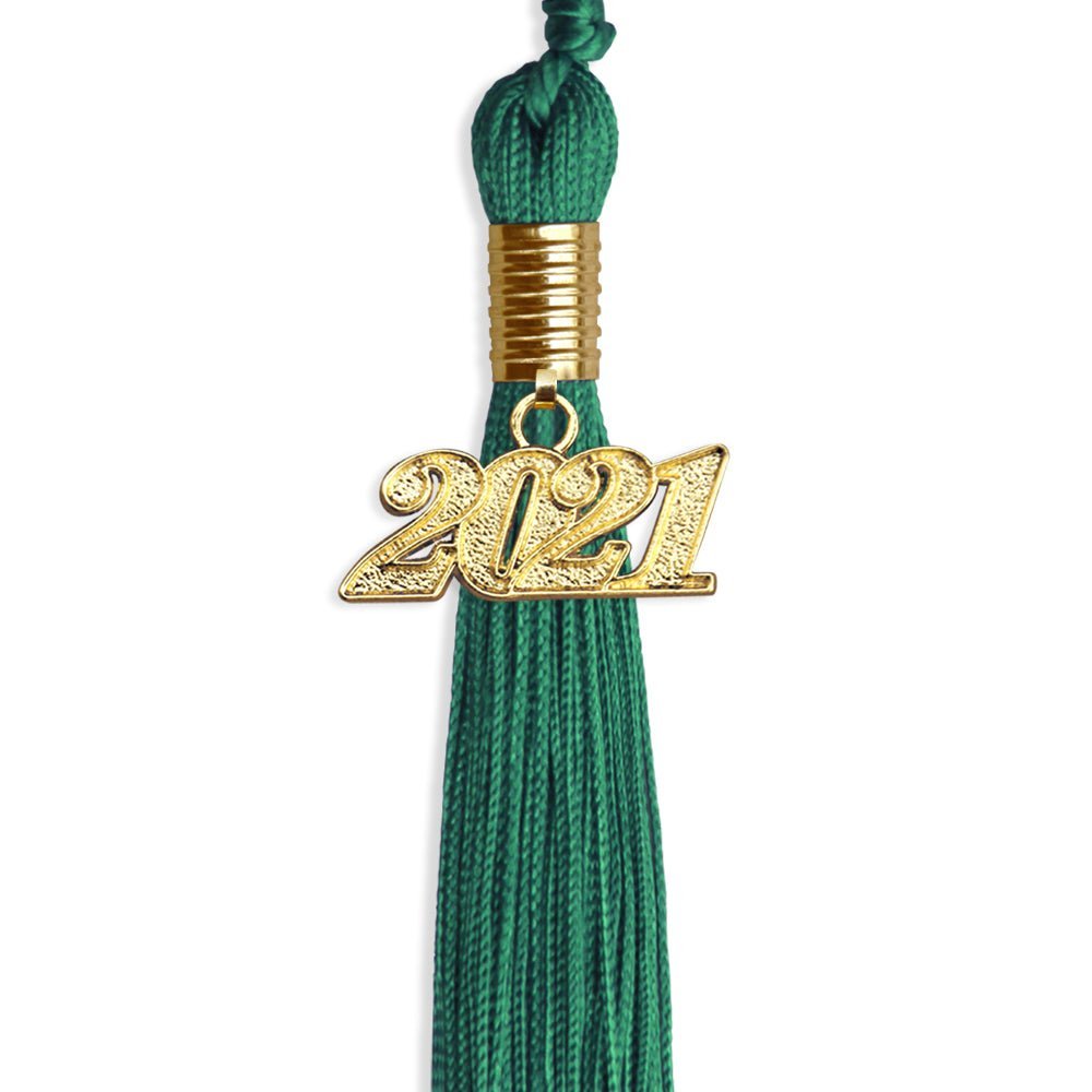 Emerald Green Graduation Tassel With Gold Date Drop - Endea Graduation