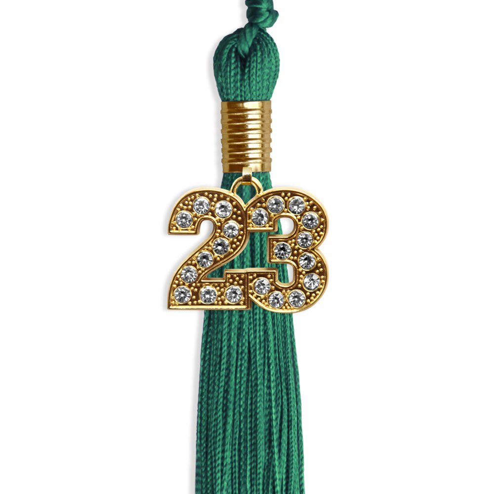 Emerald Green Graduation Tassel With Gold Date Drop - Endea Graduation