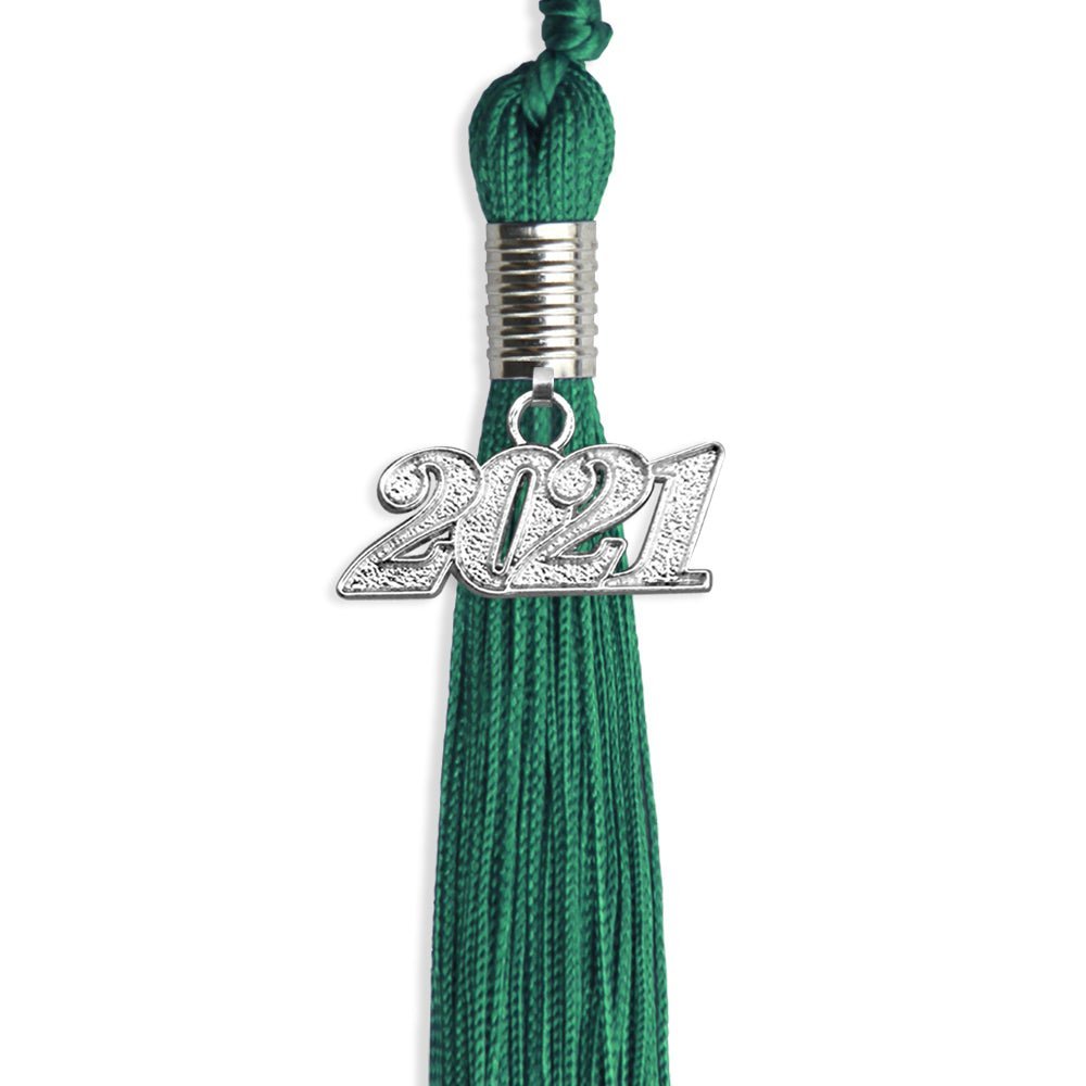 Emerald Green Graduation Tassel With Silver Date Drop - Endea Graduation