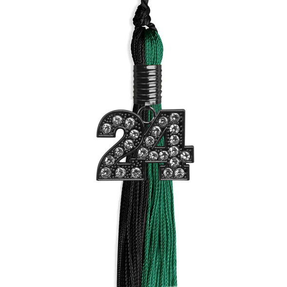 Emerald Green/Black Graduation Tassel With Black Date Drop - Endea Graduation