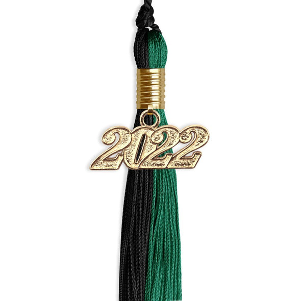 Emerald Green/Black Graduation Tassel With Gold Date Drop - Endea Graduation