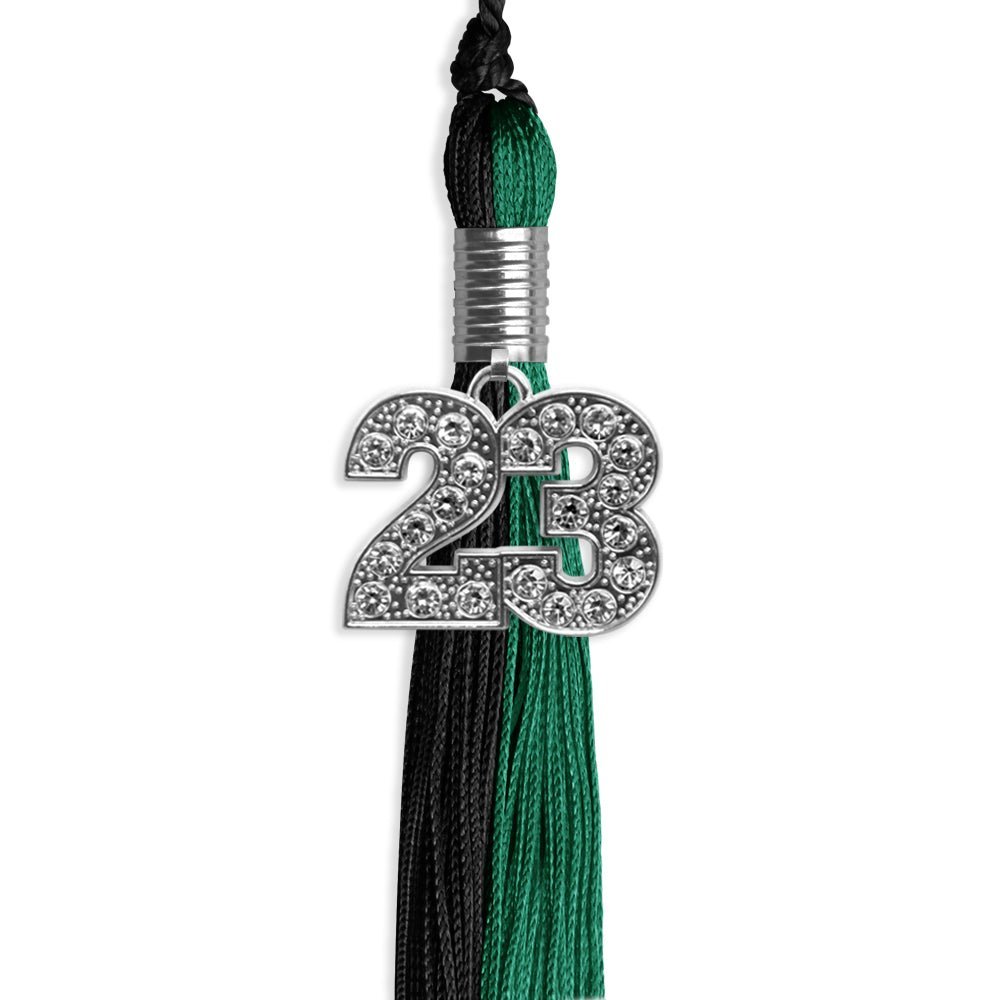 Emerald Green/Black Graduation Tassel With Silver Date Drop - Endea Graduation