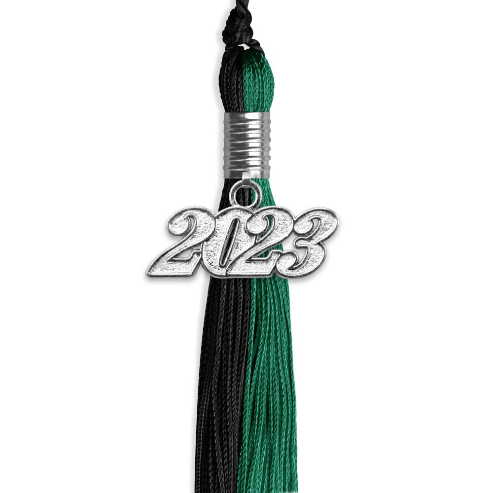 Emerald Green/Black Graduation Tassel With Silver Date Drop - Endea Graduation