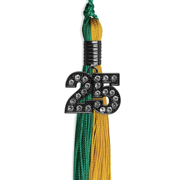 Emerald Green/Bright Gold Graduation Tassel With Black Date Drop - Endea Graduation