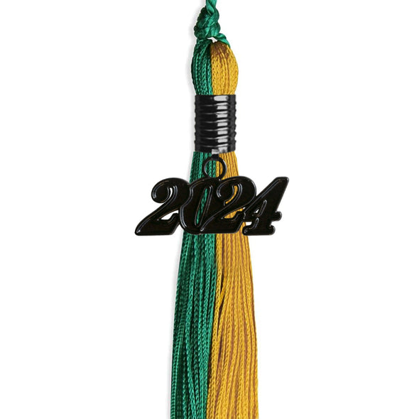 Emerald Green/Bright Gold Graduation Tassel With Black Date Drop - Endea Graduation