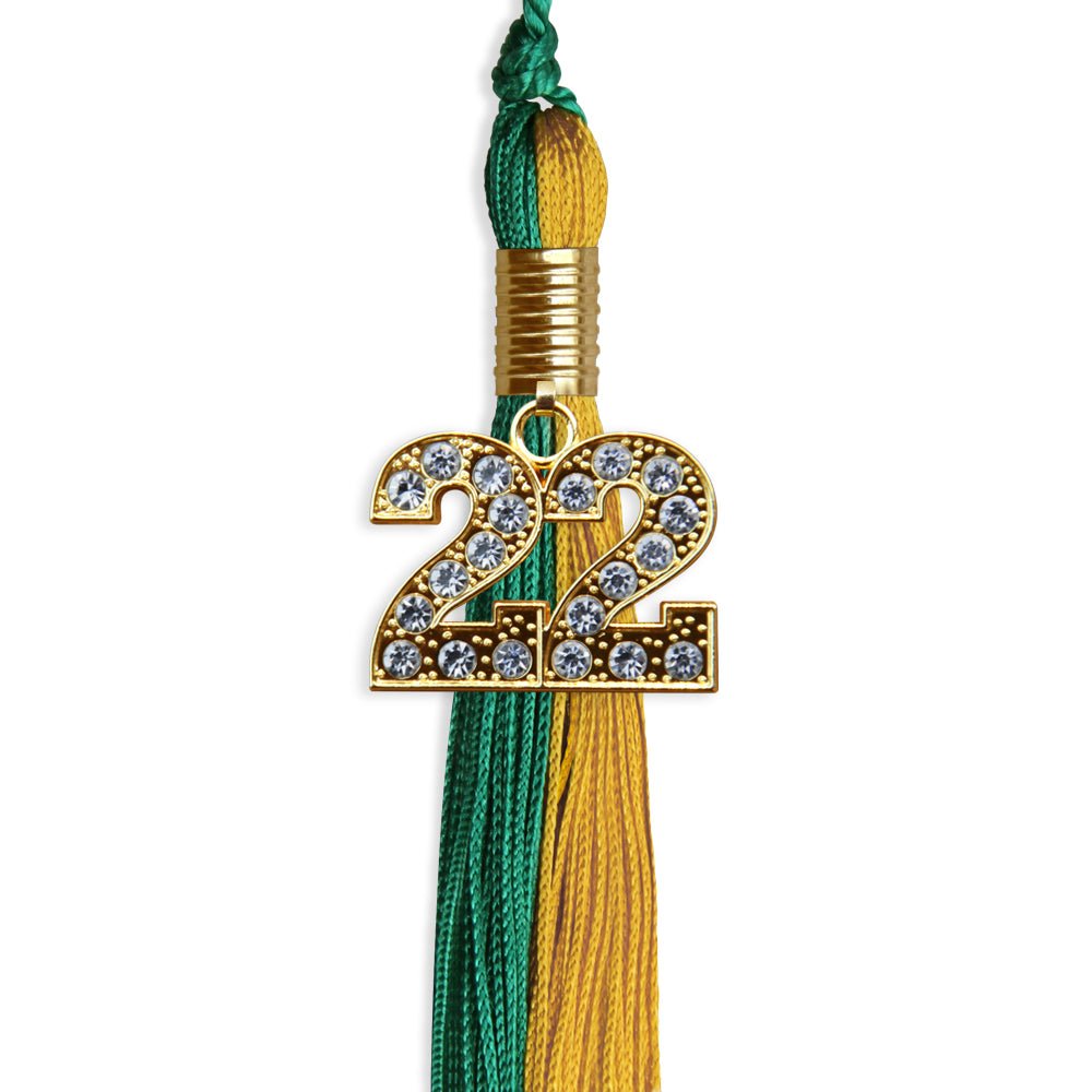 Emerald Green/Bright Gold Graduation Tassel With Gold Date Drop - Endea Graduation