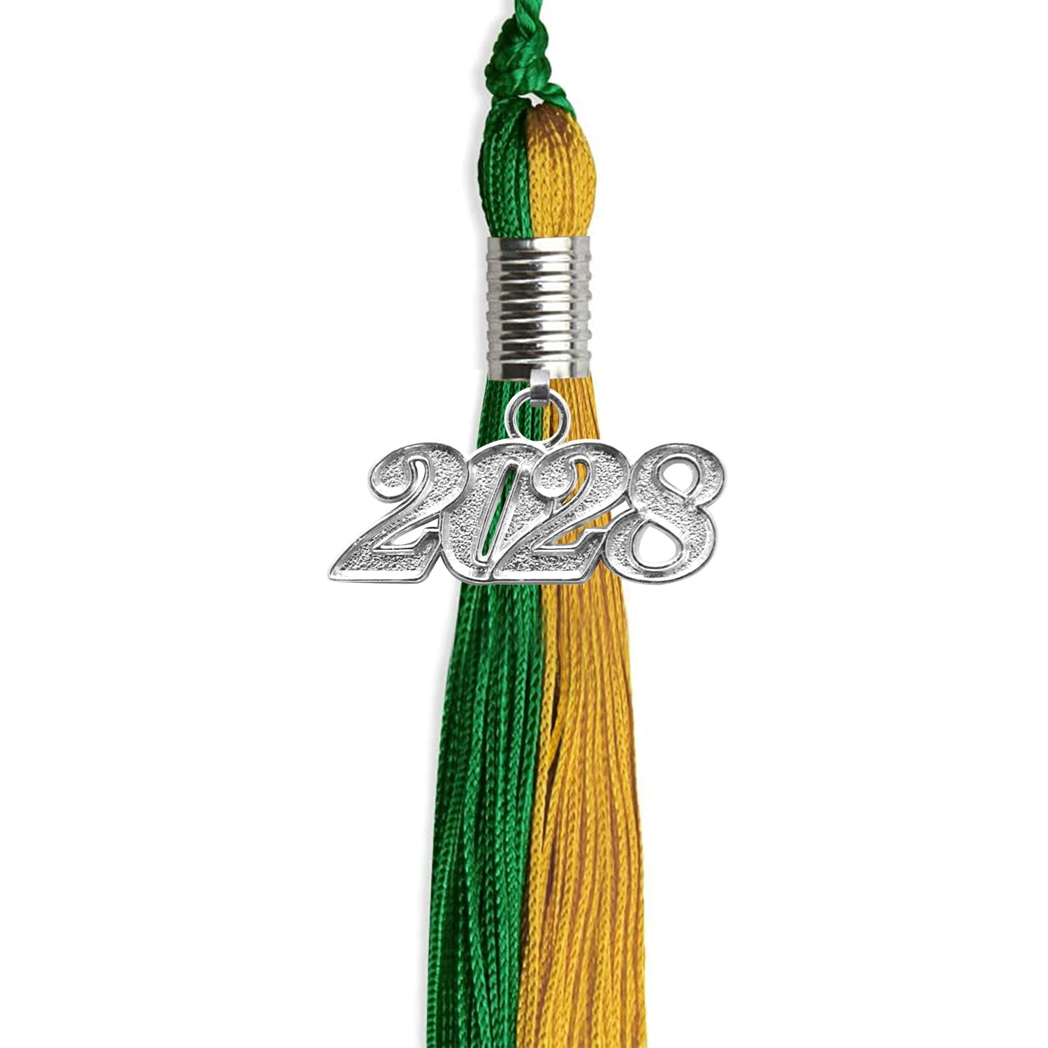 Emerald Green/Bright Gold Graduation Tassel With Silver Date Drop - Endea Graduation