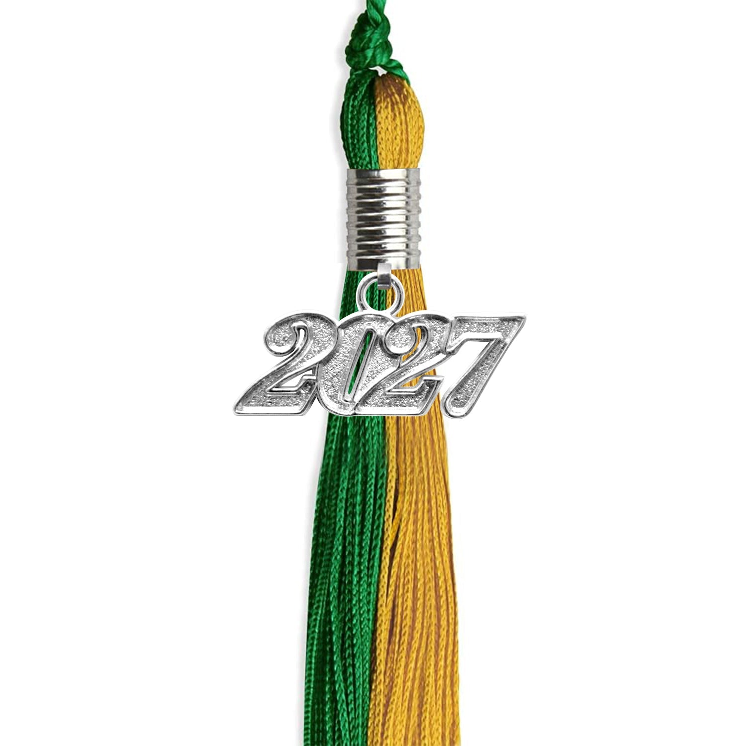 Emerald Green/Bright Gold Graduation Tassel With Silver Date Drop - Endea Graduation